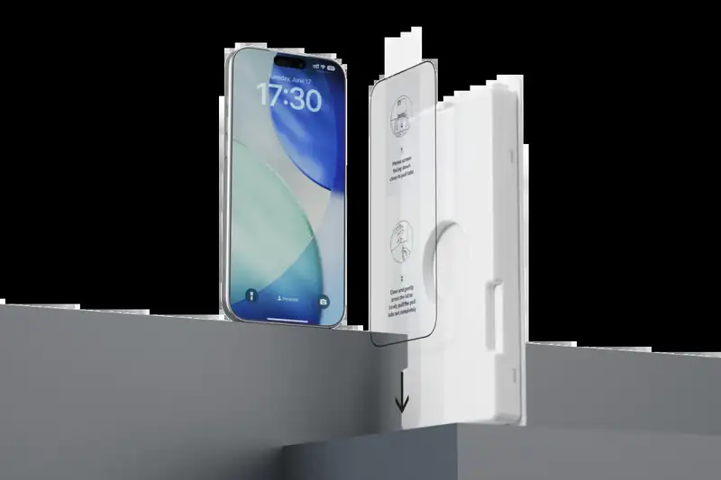 No More Naked iPhones: Hands-On Review of the comma Case, Screen Protector & Charger Trio 8 Installing the comma Dunwei screen protector with the applicator