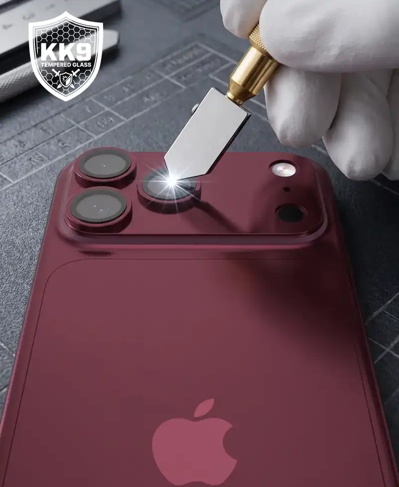 Variable Aperture Camera Accessories: comma's Lens Protection Solution for the New iPhone 6 comma KK9 tempered glass lens protector with titanium alloy frame scratch test
