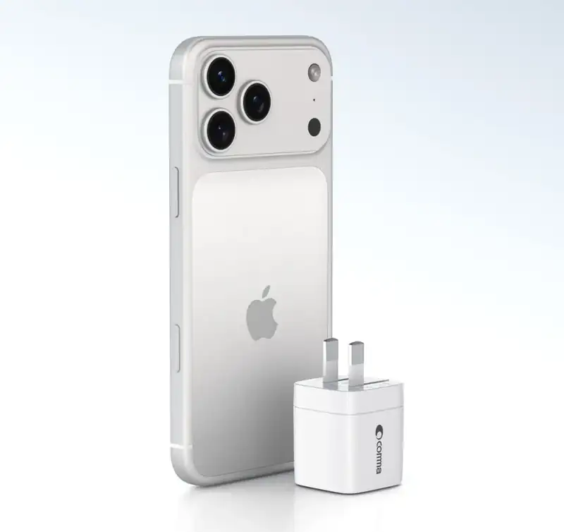 No More Naked iPhones: Hands-On Review of the comma Case, Screen Protector & Charger Trio 12 comma PD45W charger fast charging an iPhone