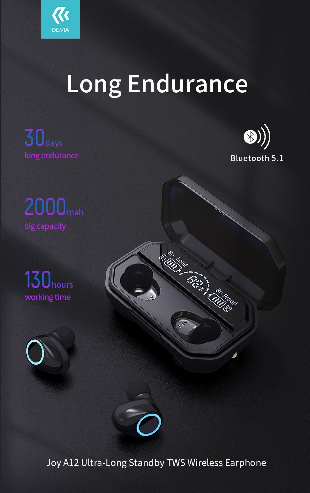 Kintone Seires Joy A12 Ultra Long Standby TWS Wireless Earphone