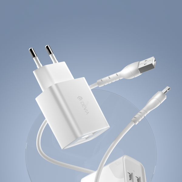 Smart Series Charger Suit 2.4A With Lightning Cable(EU,5V,2USB)