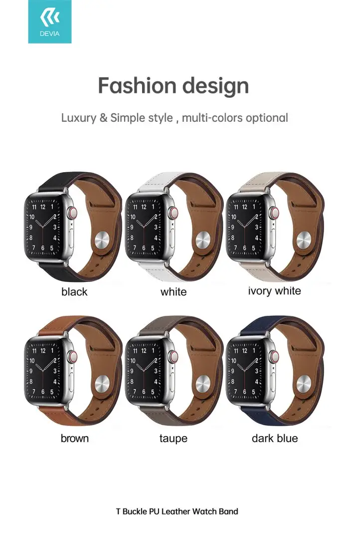 T Buckle PU Leather Watch Band - Image 8