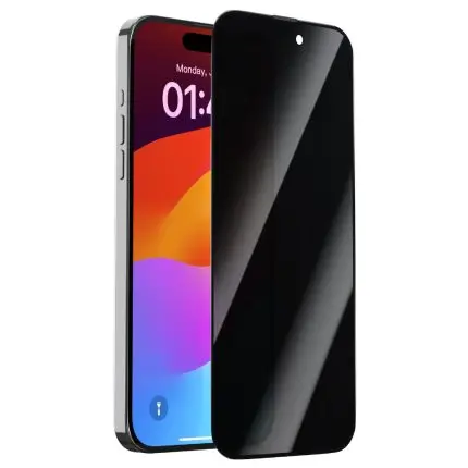 iPhone 15 Van Series Full Screen Privacy Tempered Glass (With assist tool )