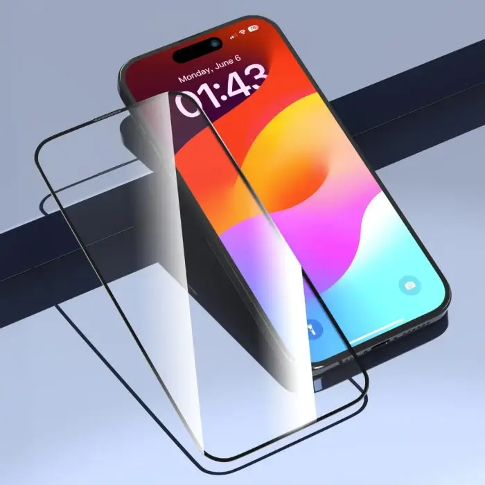 iPhone 15 Van Series Full Screen Ultra-Thin Quick Pate Tempered Glass (With assist tool ) - Image 3