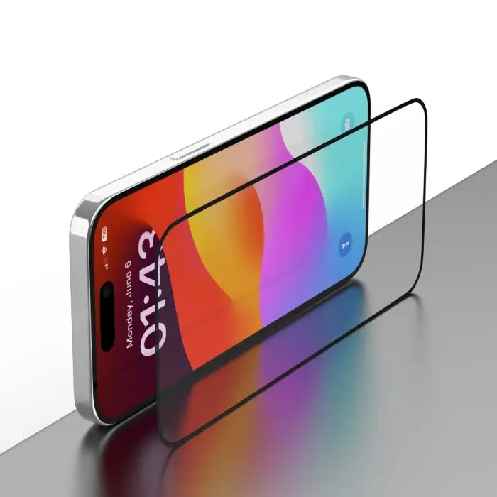 iPhone 15 Van Series Full Screen Ultra-Thin Quick Pate Tempered Glass (With assist tool ) - Image 2