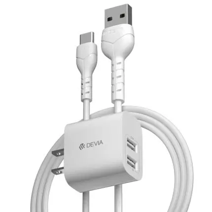 Smart Series 2.4A 2USB Charger Set With USB-C Cable (US)