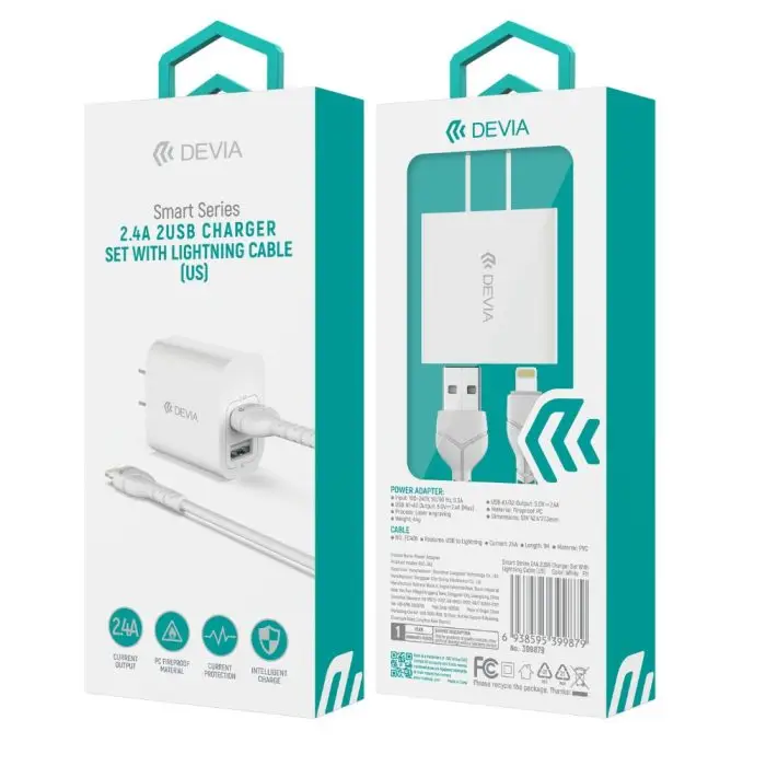 Smart Series 24A 2USB Charger Set With Lightning Cable (US) - Image 6