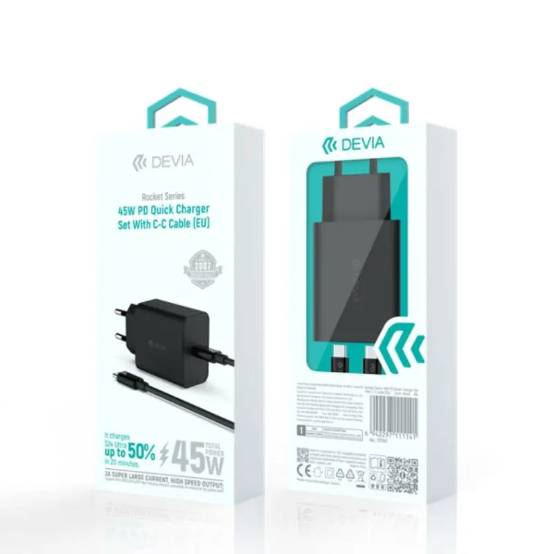 Rocket Series 45W PD Quick Charger Set With C-C Cable 1 45W PD Quick Charger Set With C-C Cable