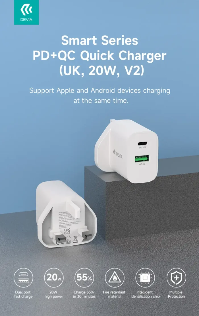 Smart Series PD &QC  Quick Charger(UK ,20W,V2) - Image 2