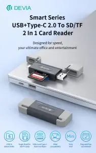 Smart Series USB+Type-C 2.0 To SD/TF 2 In 1 Card Reader - Image 2