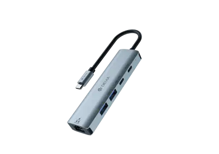 Leopard Series Type-C To USB*2+Type-C+PD 100W+RJ45 5 In 1 HUB