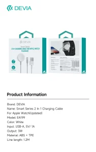 Smart Series 2 In 1 Apple Watch Charging Cable For Phone&Watch - Image 3