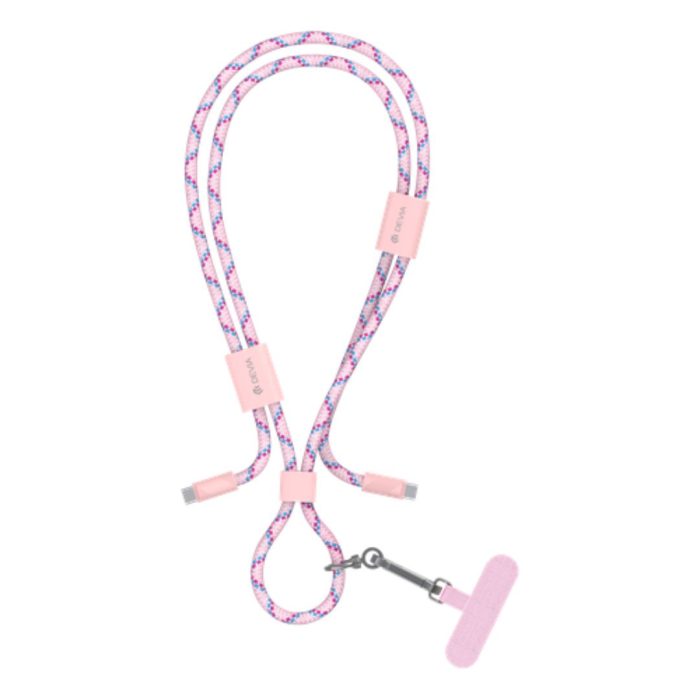 Cable Pro5 pink Adjustable Lanyard C To C PD 60W Woven Fast Cable