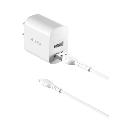 Smart Series 2.4A 2USB Charger Set With USB-C Cable (US)