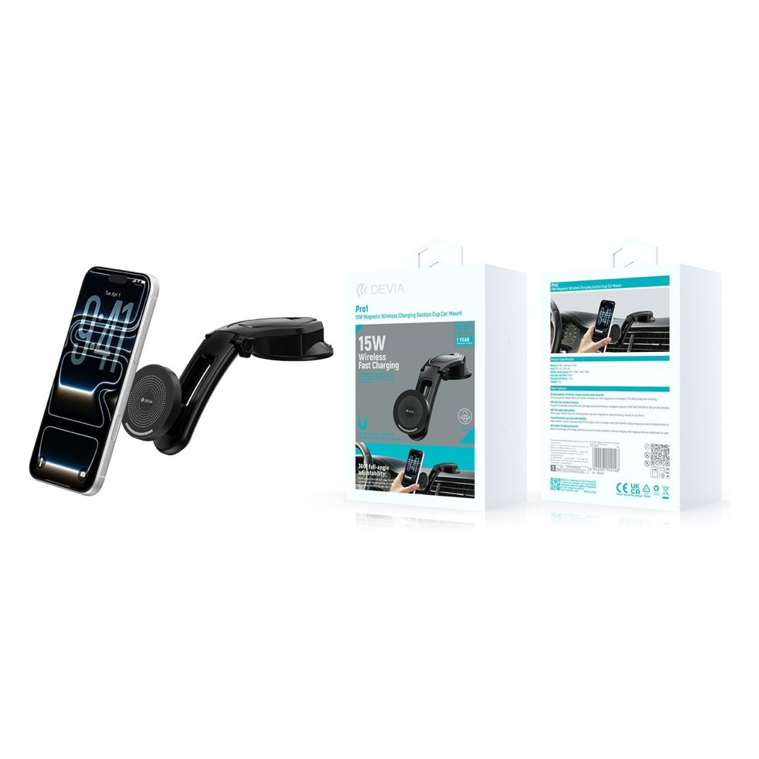 Pro1 15W Magnetic Wireless Charging Suction Cup Car Mount Pro1 15W Magnetic Wireless Charging Suction Cup Car Mount