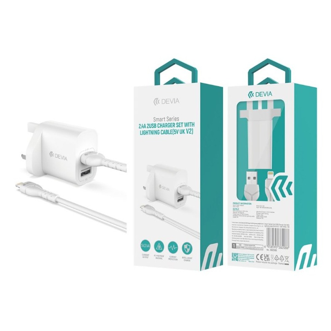 Smart Series 2.4A 2USB Charger Set With Lightning Cable(5V UK)(V2) Smart Series 2.4A 2USB Charger Set With Lightning Cable(5V UK)(V2)