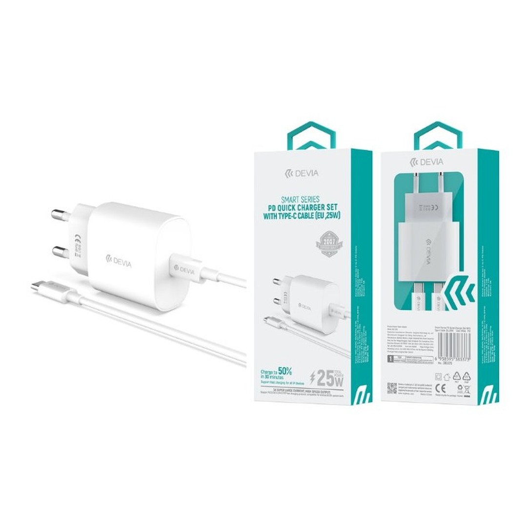 Smart Series PD Quick Charger Set With Type-C Cable (EU ,25W) Smart Series PD Quick Charger Set With Type-C Cable (EU ,25W)