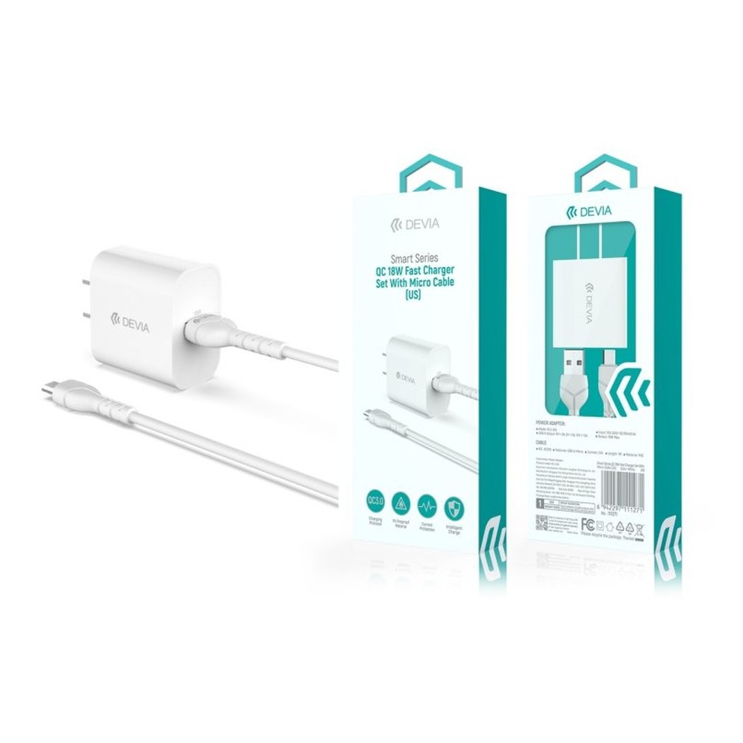 Smart Series QC 18W Fast Charger Set With Micro Cable(US) Smart Series QC 18W Fast Charger Set With Micro Cable(US)