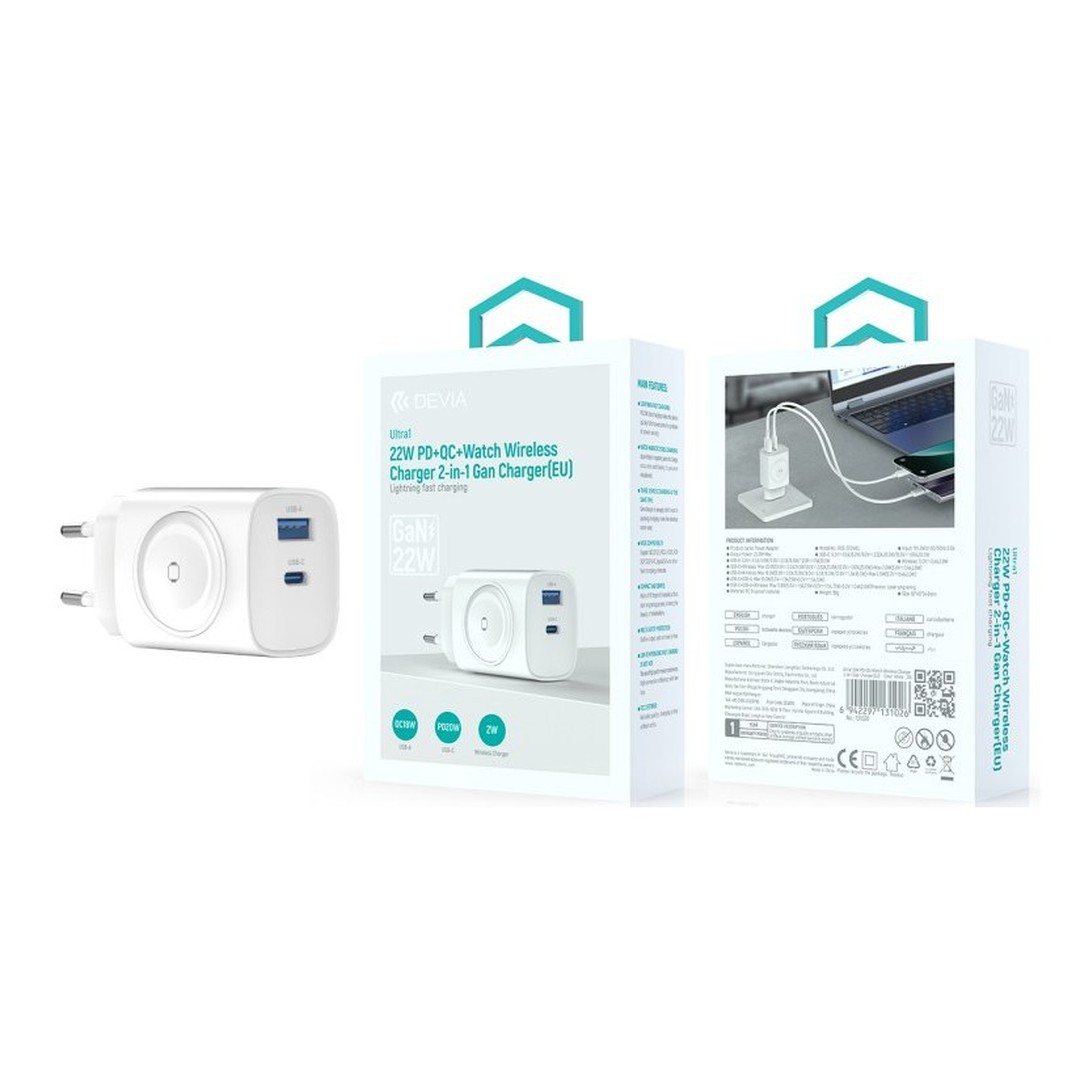 Ultra1 22W PD+QC+Watch Wireless Charger 2-in-1 Gan Charger(EU) Ultra1 22W PD+QC+Watch Wireless Charger 2-in-1 Gan Charger(EU)