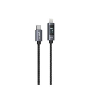 Ultra14 C to iP PD 27W Metal Woven Fast Cable With Digital Display (1.2M)