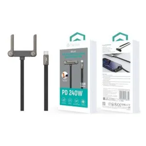 Cable de carga rápida Ultra6 C-C PD de 240 W con soporte para móvil (1,5 m)