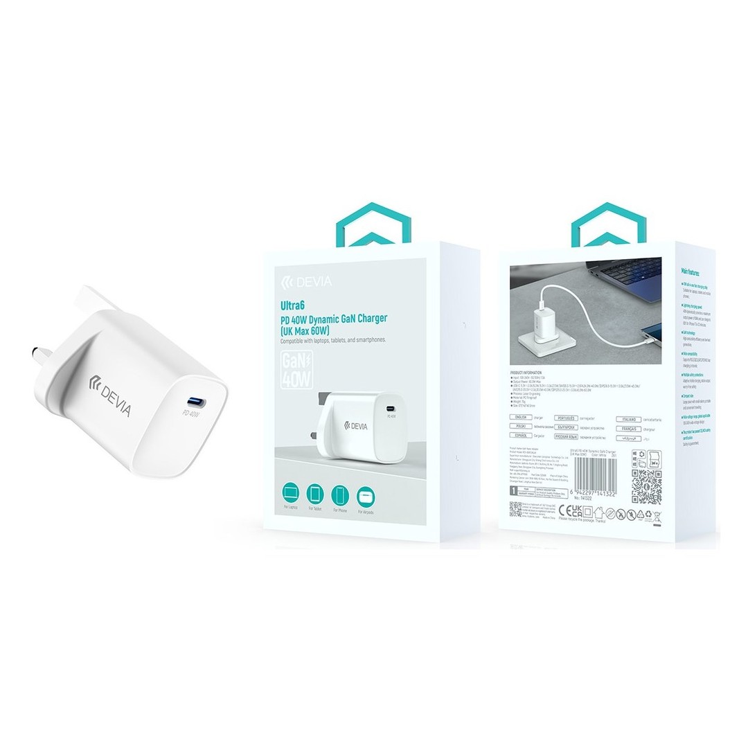 Ultra6 PD 40W Dynamic GaN Charger (UK Max 60W) Ultra6 PD 40W Dynamic GaN Charger (UK Max 60W)