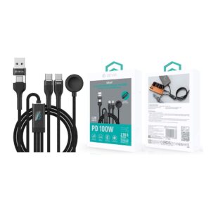 Ultra7 A+C to 2C+Watch Charger PD 100W Metal Woven Fast Cable With Digital Display(1.2M)
