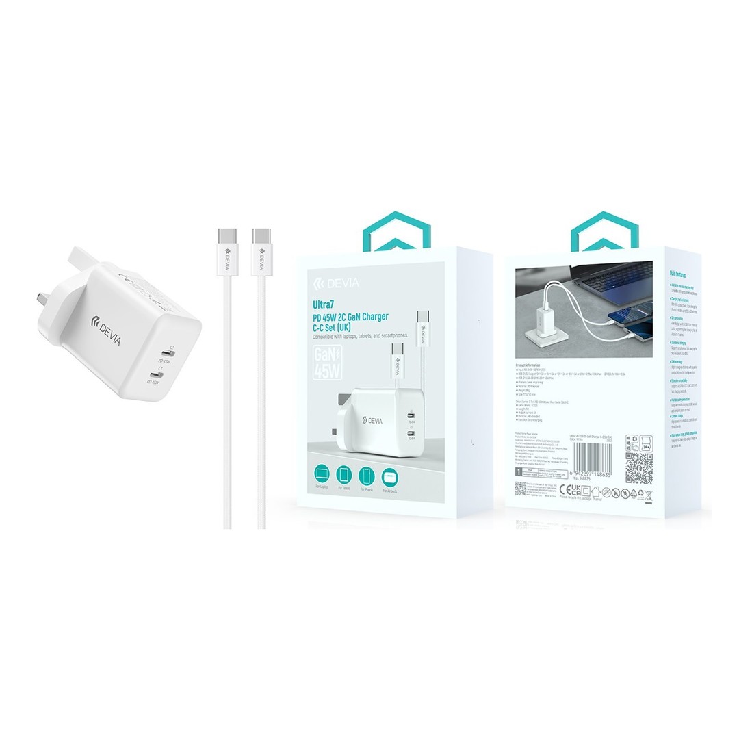 Ultra7 PD 45W 2C GaN Charger C-C Set (UK) Ultra7 PD 45W 2C GaN Charger C-C Set (UK)