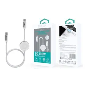 Cargador Ultra8 C-C+Watch para Apple PD de 100 W con cable rápido de metal trenzado (1,2 m)